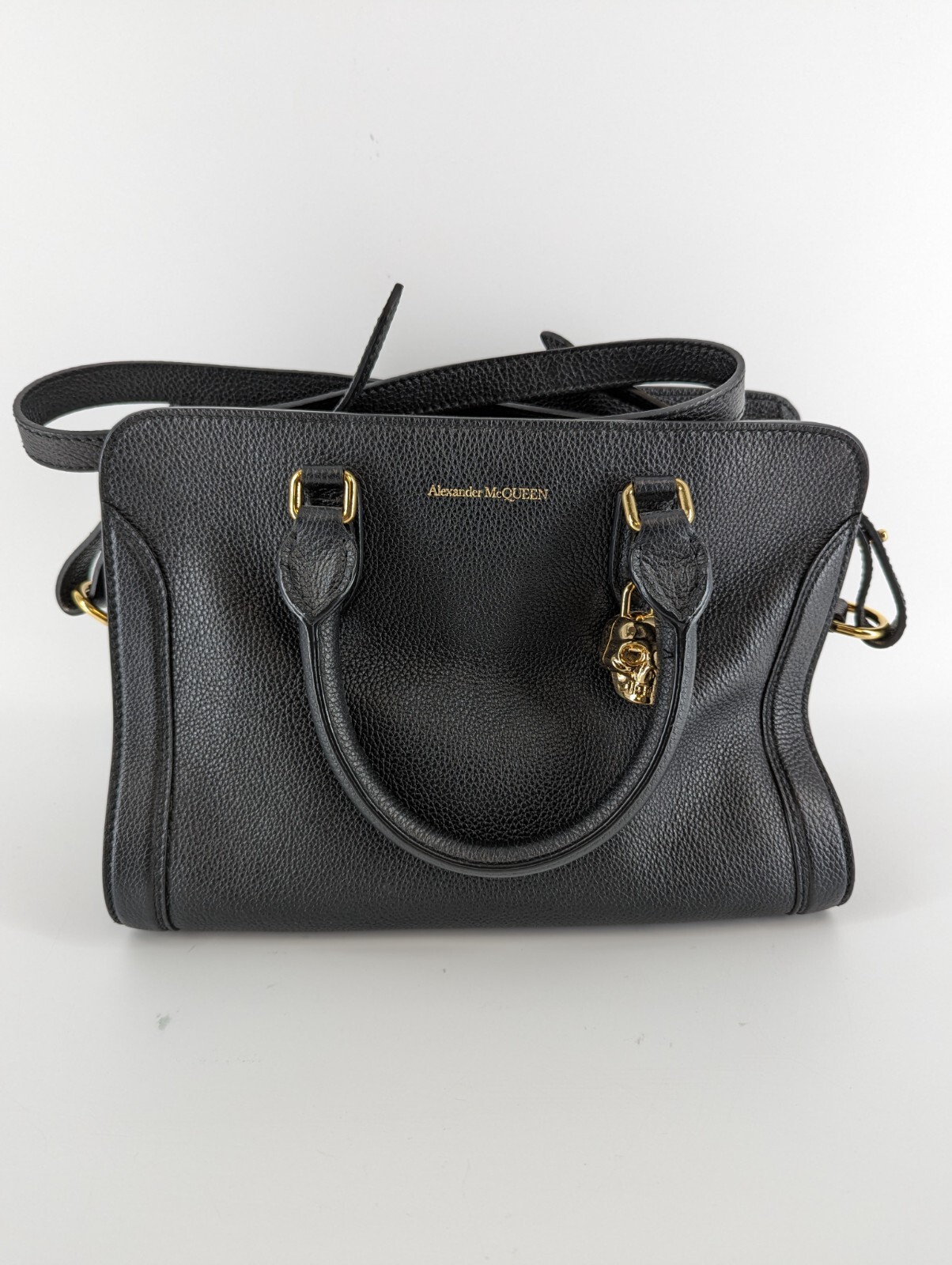 トートバッグ Mini Tote Bag - Alexander Mcqueen - Leather - Denim/Black Alexander McQueen Black The Bow Small Leather Denim Tote Bag