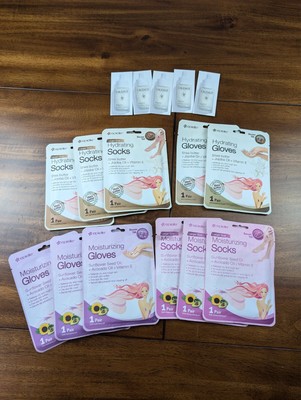 Epielle 6 pks of Hydrating Socks 5 pks of Moisturizing Gloves 5 Caudalie Samples