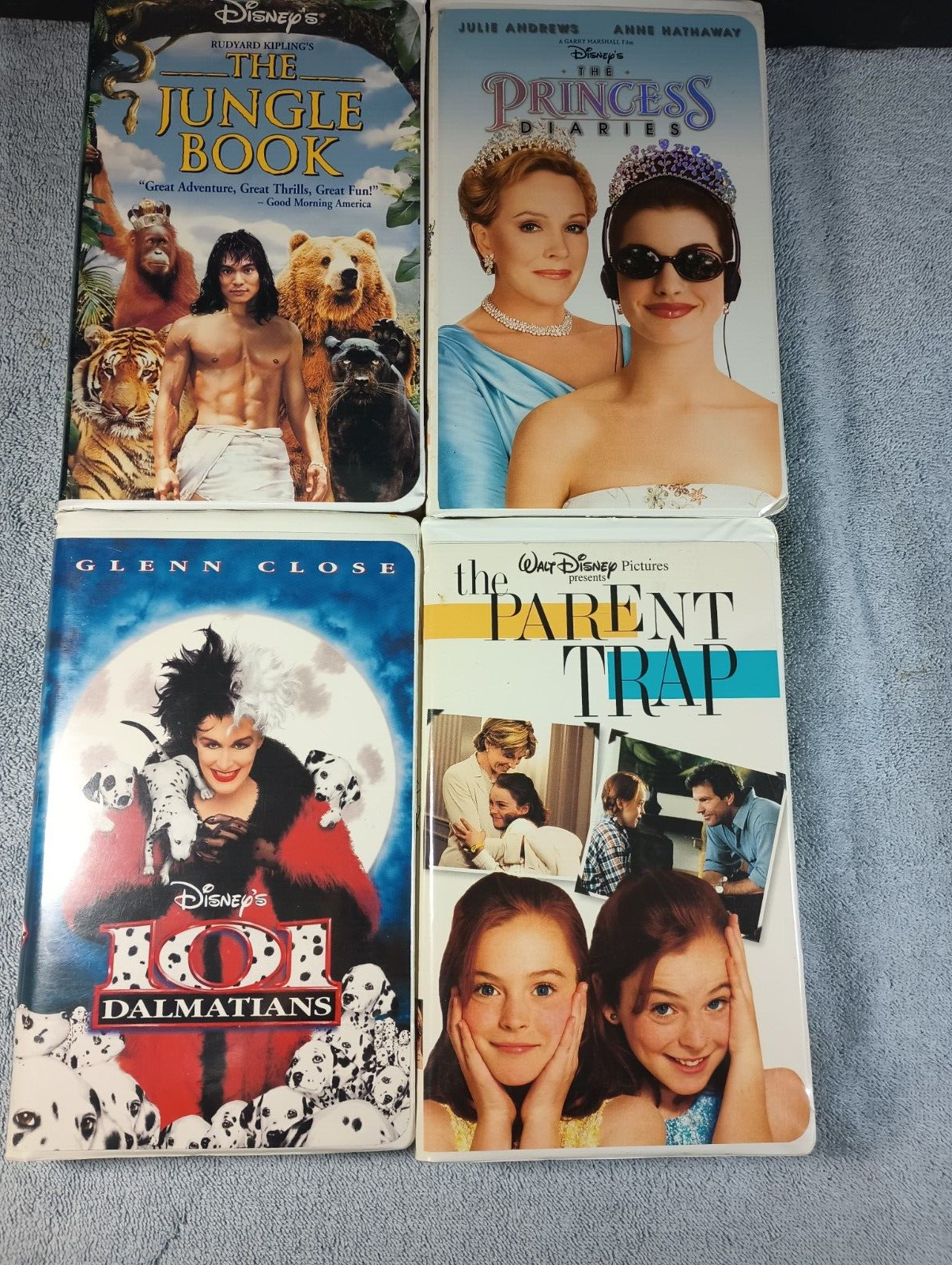 Lot of 4 Disney VHS Live  Princess Diaries Dalmatians Jungle Book Parent Trap