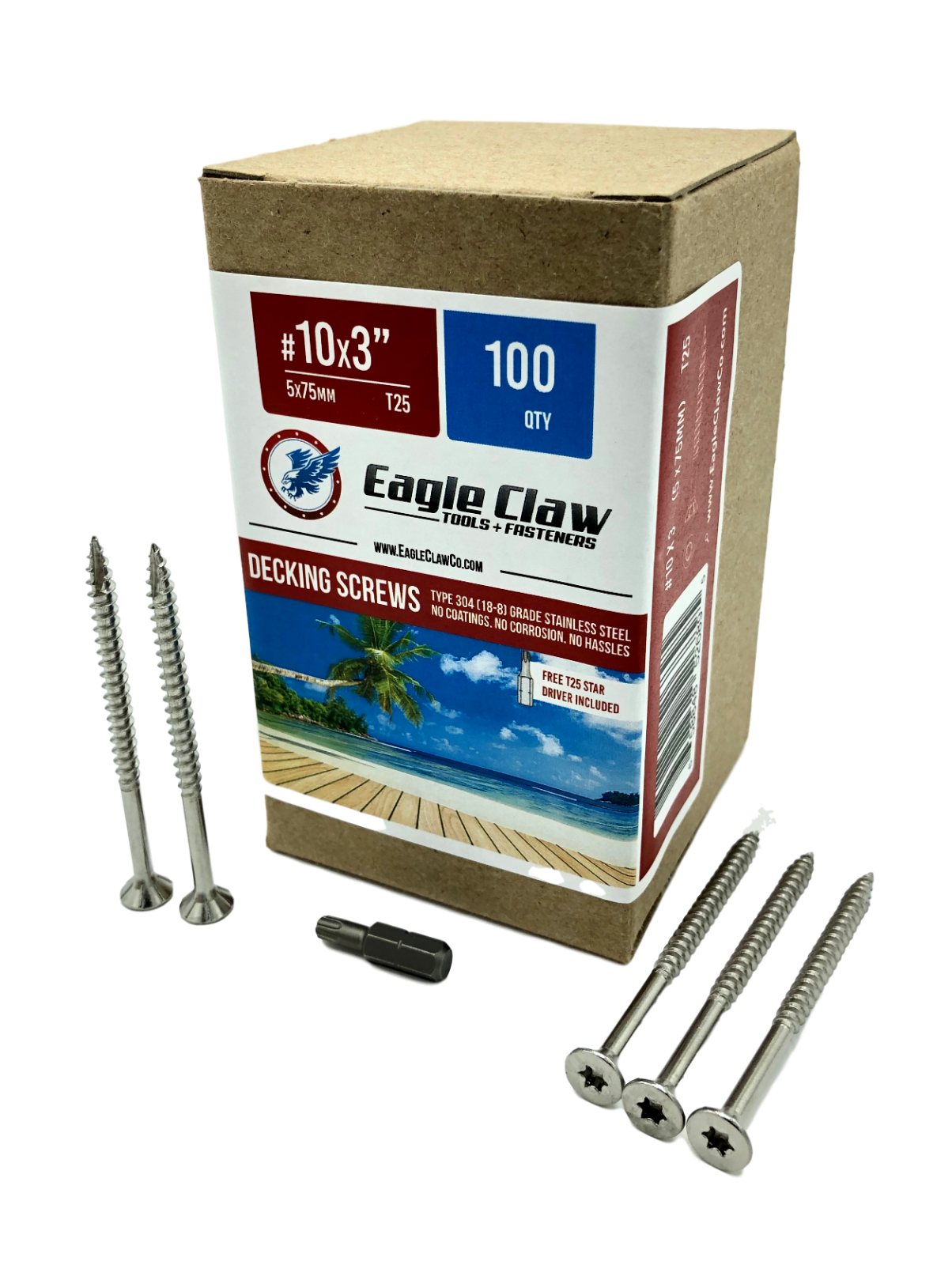 Eagle Claw Stainless Steel Wood Screws Star Drive Flat Head Various Sizes