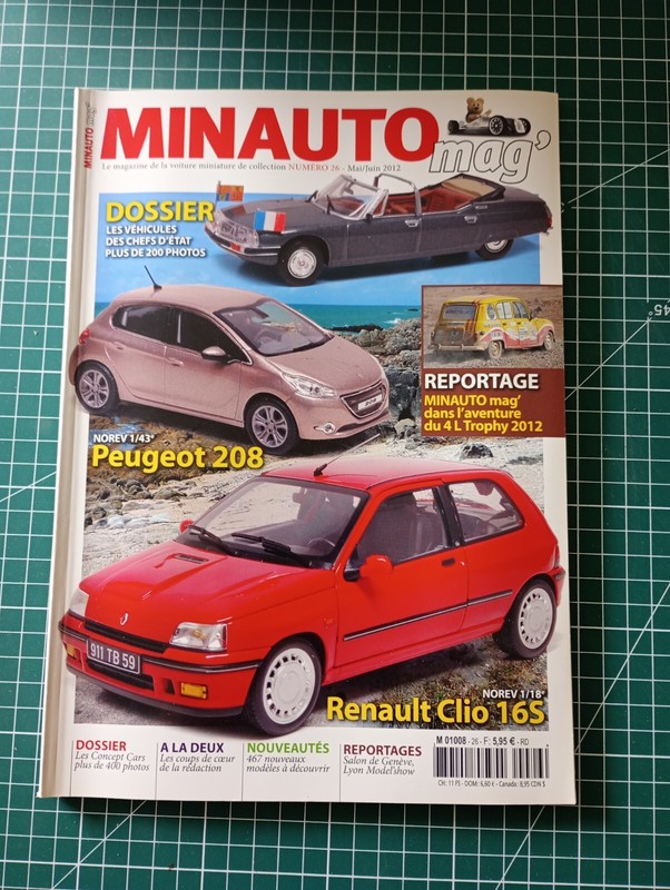 Ap090 Miniatures Minauto Mag' NÂ°26 VÃ©Hicules Chefs D'Ã©Tats Peugeot 208 Clio 16s