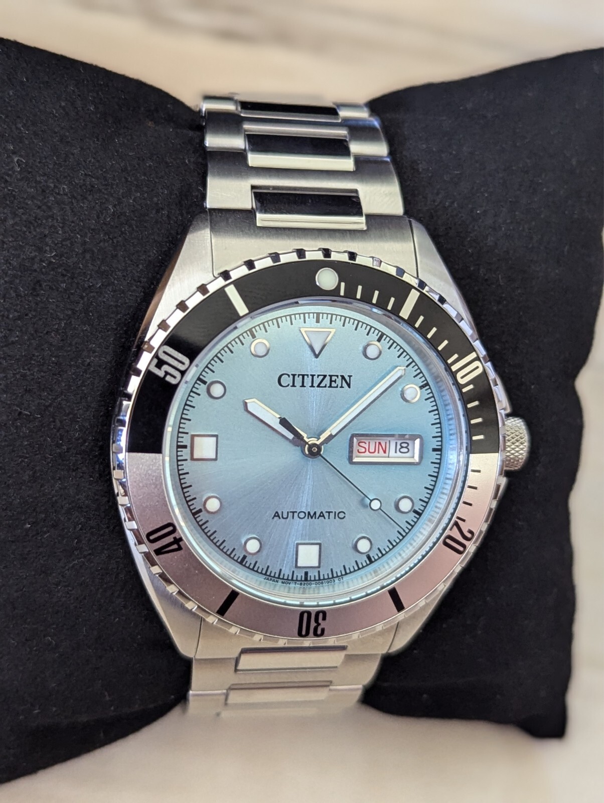 Pre-owned Citizen Automatic Sapphire Crystal Blue Dial Nh7530-52l Sports Watch