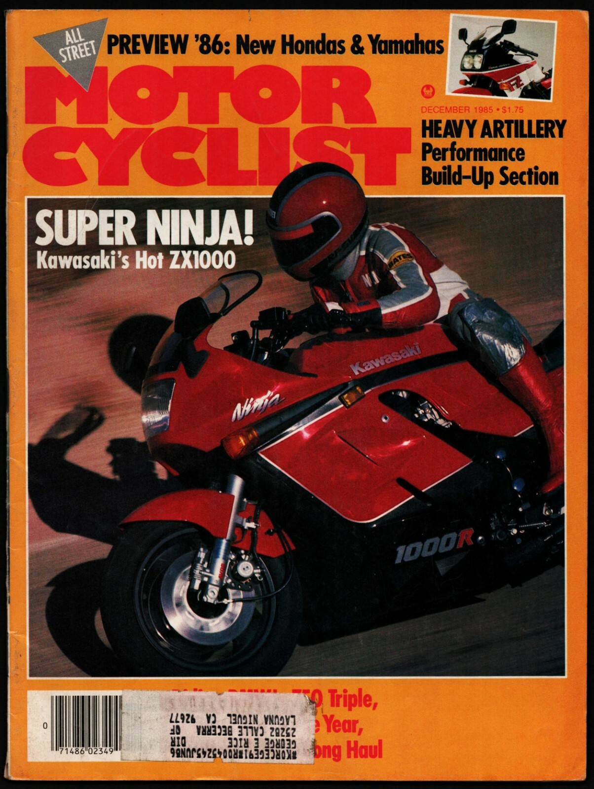 DECEMBER 1985 MOTORCYCLIST MAGAZINE, KAWASAKI NINJA ZX1000