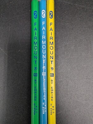 Unsharpened Empire No 2 Fairmount Pencil Lot of 3 VTG Drawing Green Yellow Blue