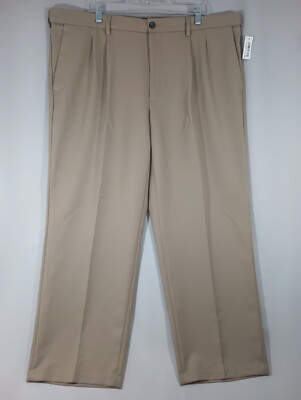 Amazon Essentials NEW Men's 42W x 29L Pants Classic Beige Khaki Pleated Front