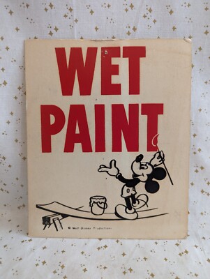 Vintage MICKEY MOUSE WET PAINT SIGN Disneyland Signage