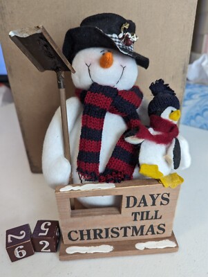 9'' Plush Snowman & Penguin Countdown Wood Calendar Block 