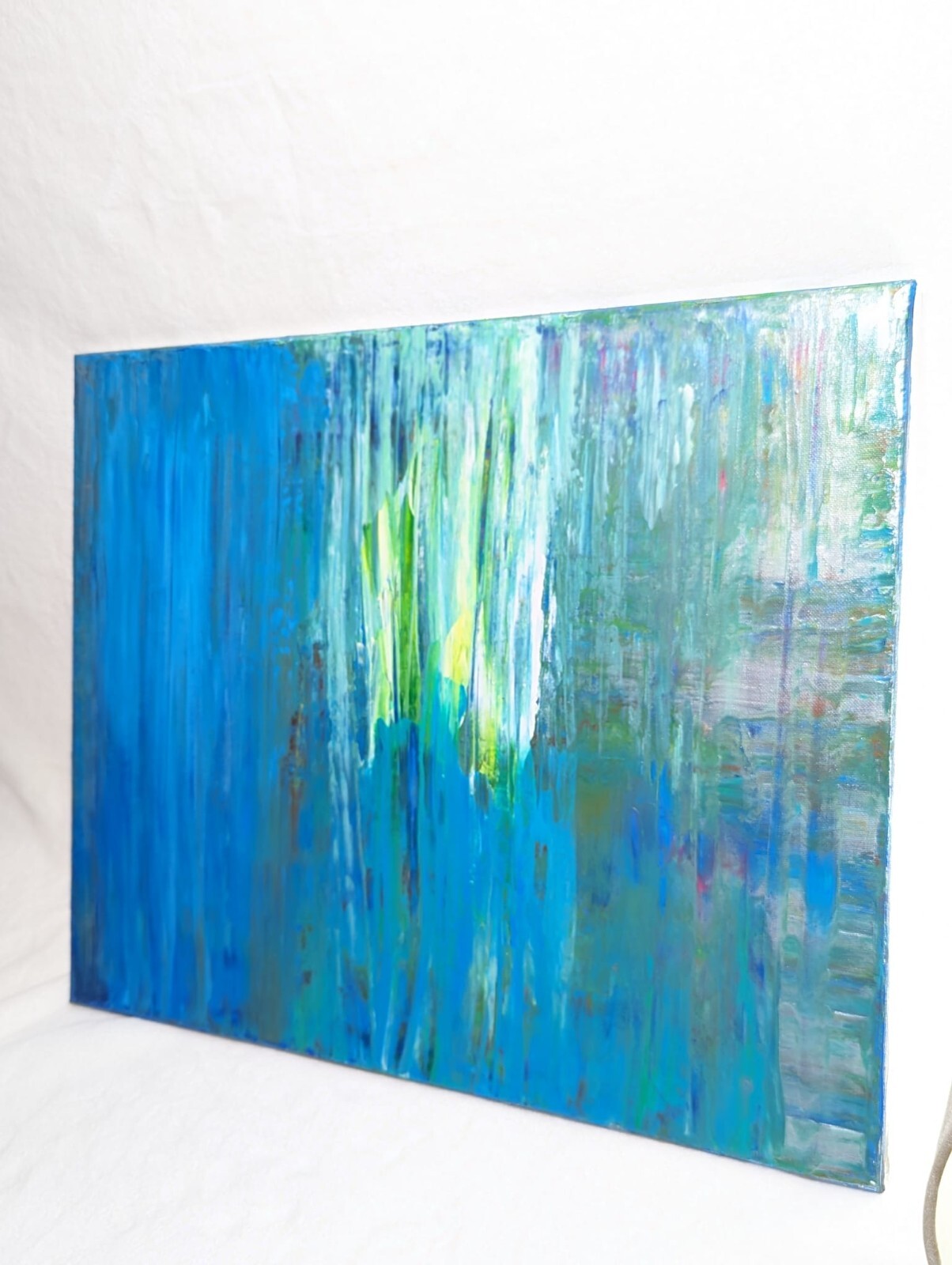 Epic Original Glowing Aqu (See Video) Abstract Acrylic Painting on Canvas 16x20