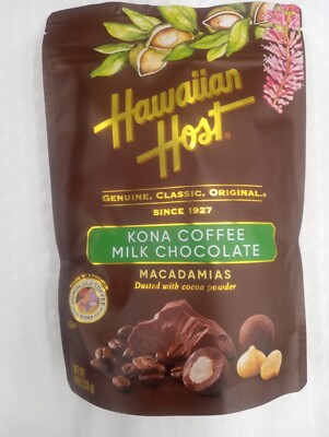 Hawaiian Host KONA COFFEE MILK CHOCOLATE MACADAMIA NUTS 8oz BEST PRICE From Hilo