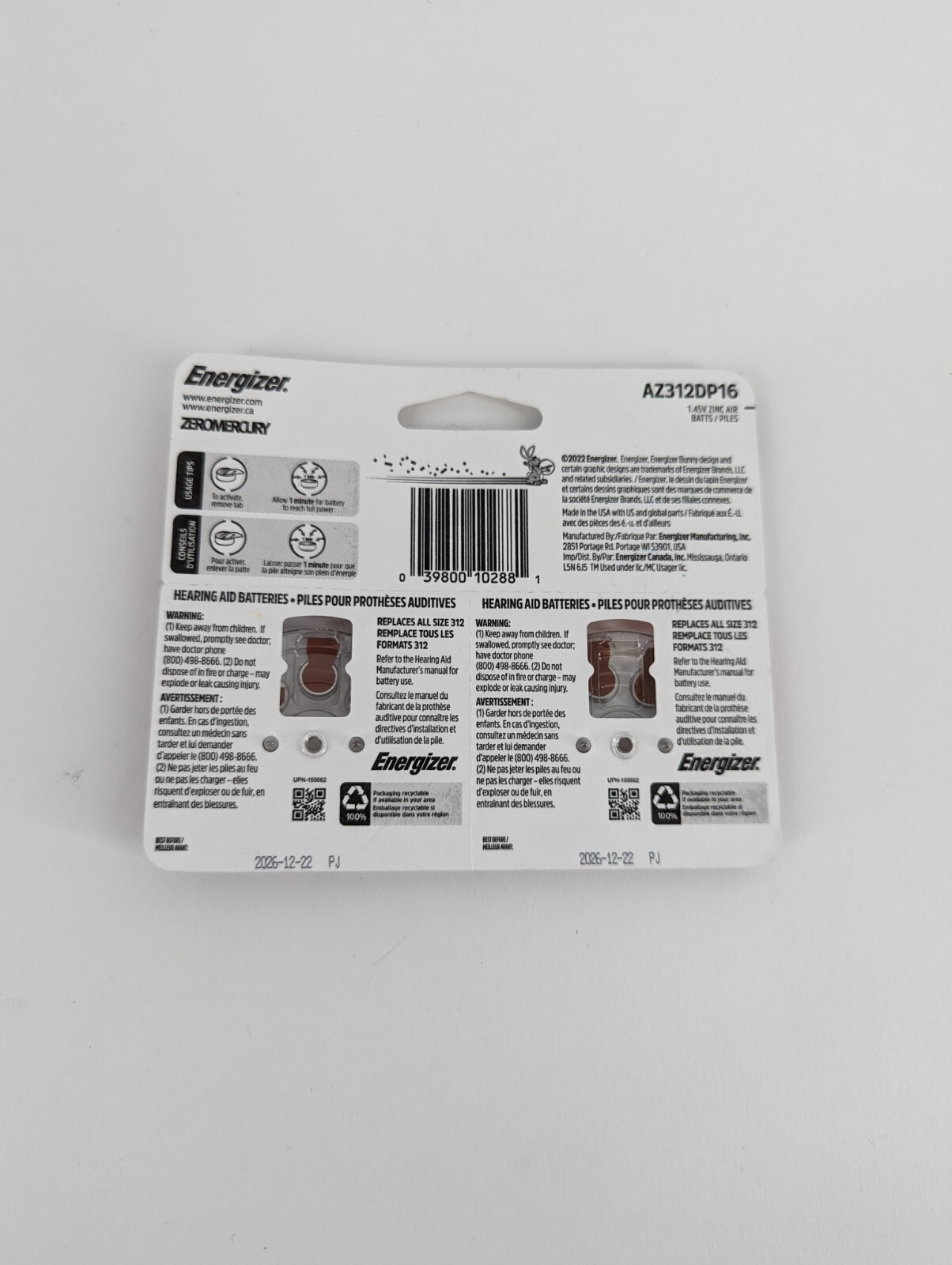 Energizer Az312dp16 312 1.45v Batteries Energizer Az312dp16 312 1.45v Batteries