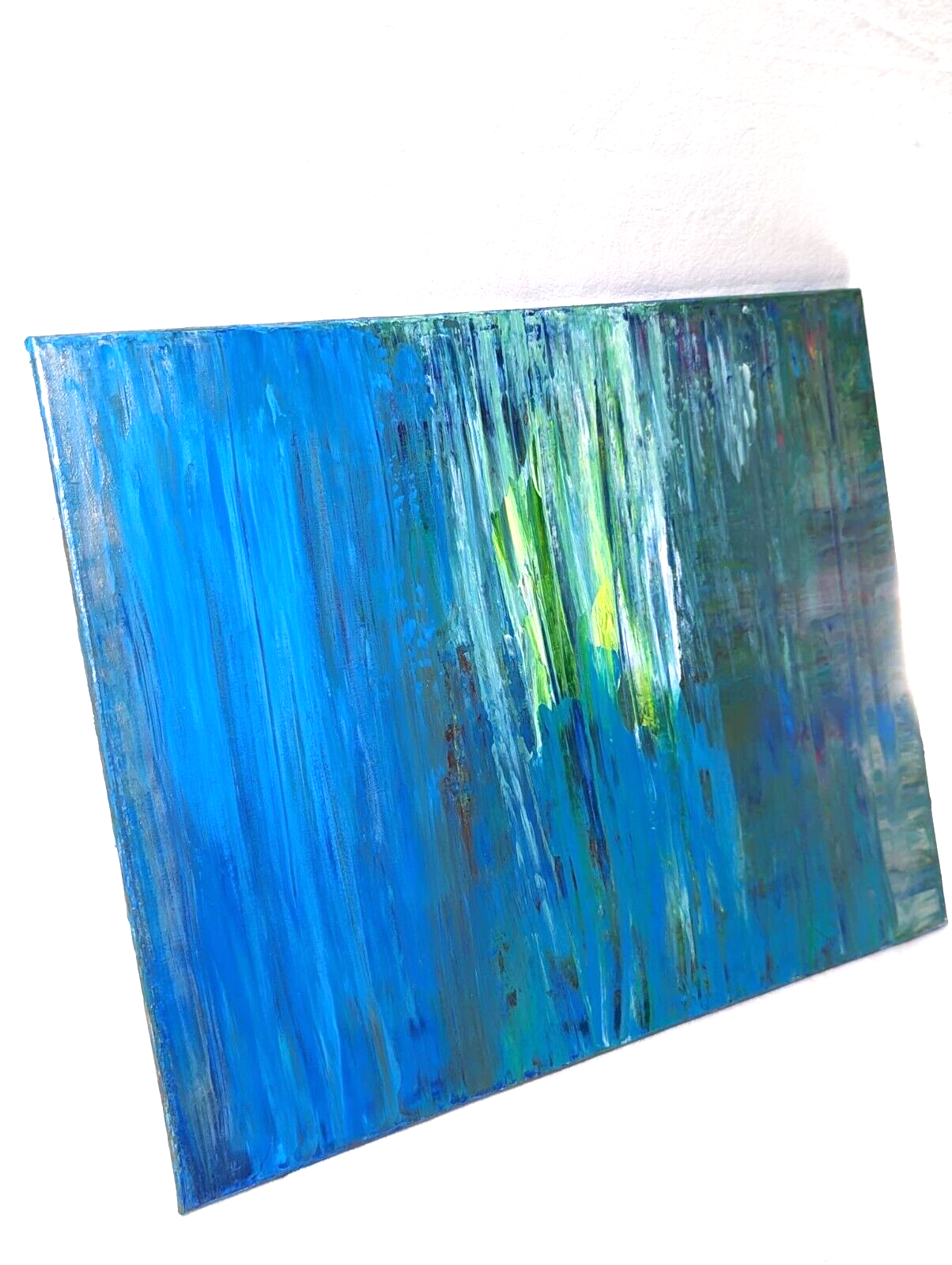 Epic Original Glowing Aqu (See Video) Abstract Acrylic Painting on Canvas 16x20