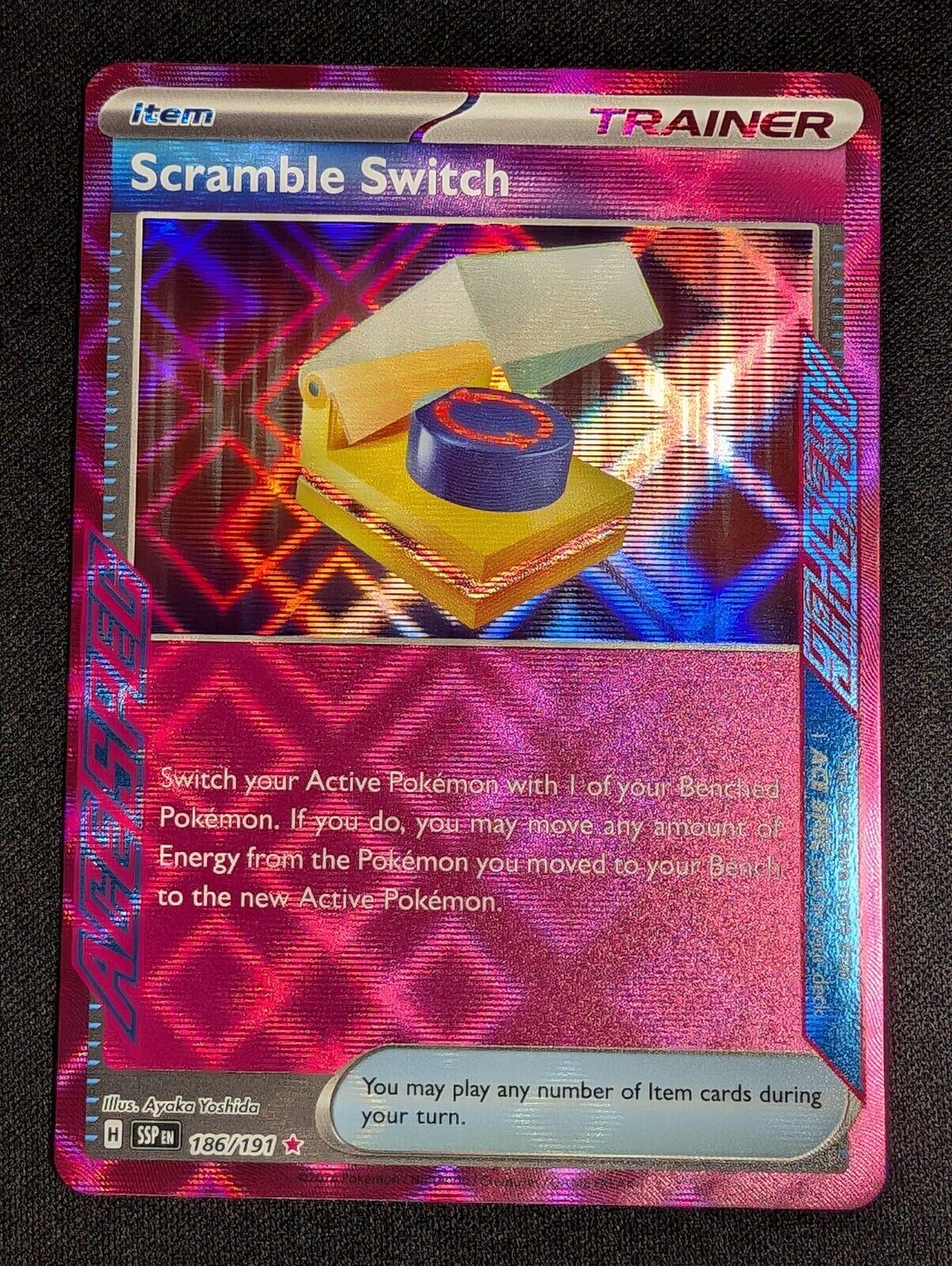 Pokemon Scramble Switch 186/191 ACE SPEC Trainer Surging Pokemon Scramble Switch 186/191 ACE SPEC Trainer Surging