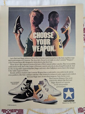 1986 converse weapons larry bird magic johnson original print ad 85 x 11 86 255251674961