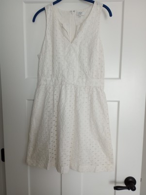 Crown & Ivy White Eyelet Sleeveless Dress SZ. 8