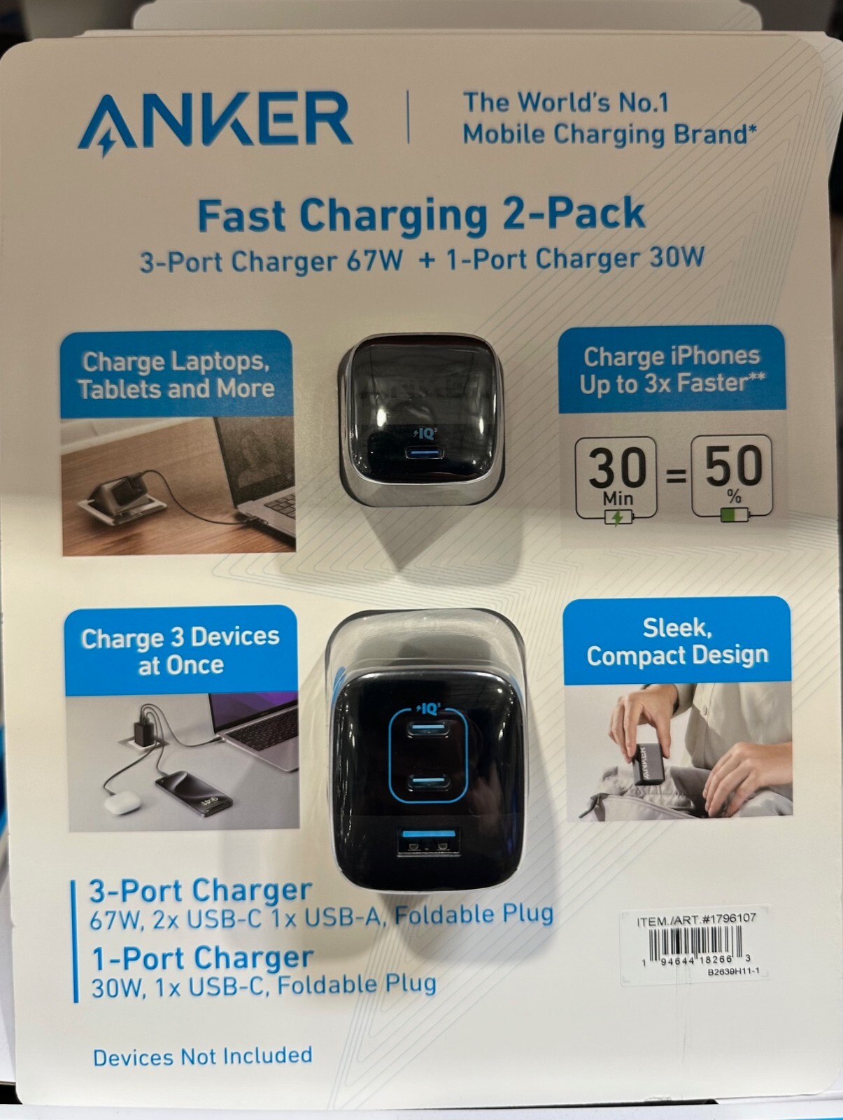 Anker Fast Charging 67W and 30W Wall Chargers with Foldable Plug for Travel | eBay Anker Fast Charging 67W and 30W Wall Chargers with Foldable Plug for Travel | eBay