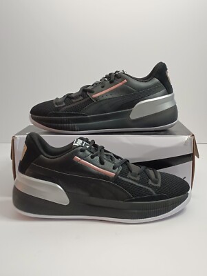 Puma Clyde Hardwood Metallic Black Silver Men Basketball Sneakers 8.5M