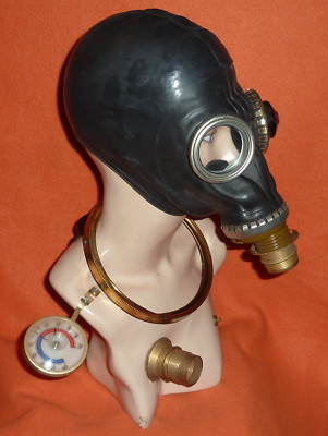 DADA Skulptur Kopf mit Thermometer Neodadaismus Fetisch Gummi Gasmaske Dadaismus
