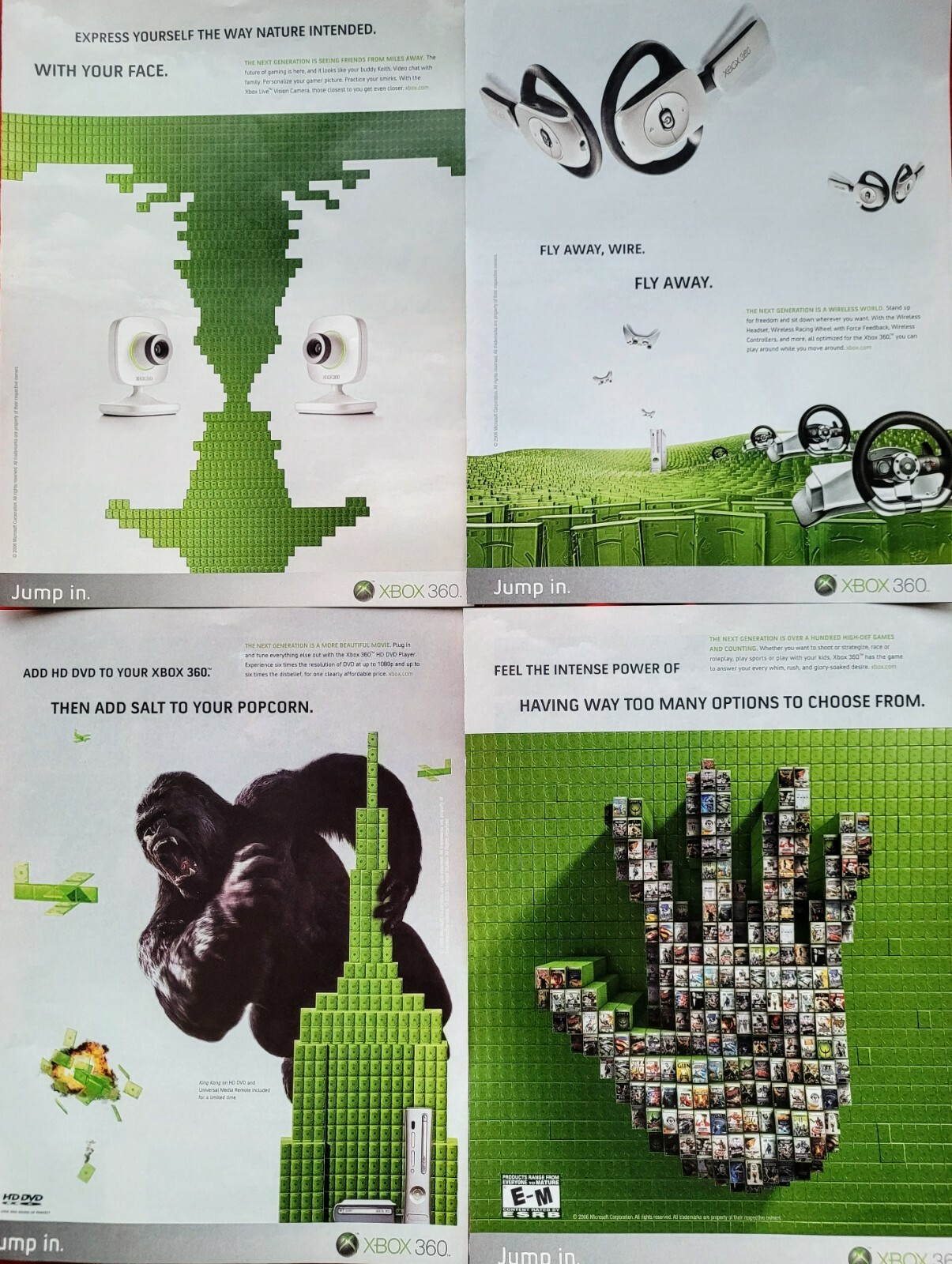 2006 LOT OF 4 XBOX 360 Live Video Game Art Promo Print AD 2006 LOT OF 4 XBOX 360 Live Video Game Art Promo Print AD