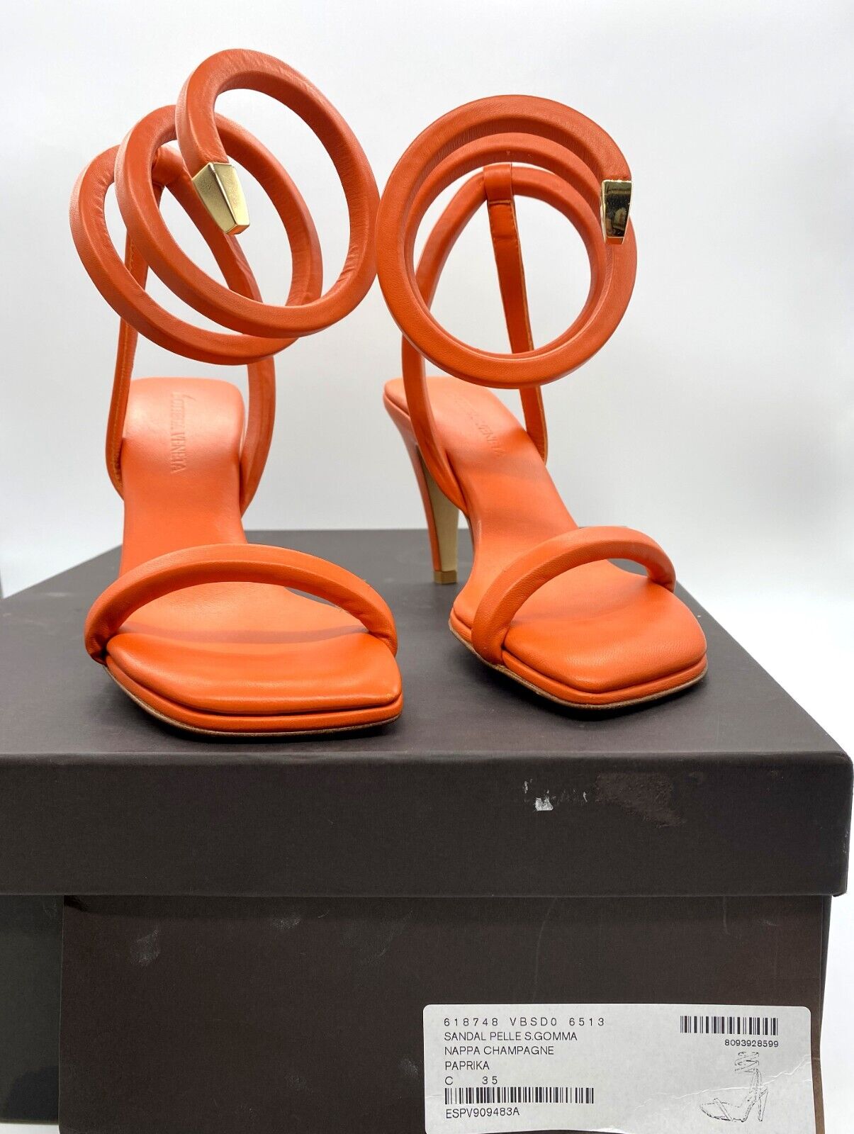 Bottega Veneta Napa SPIRAL Leather Sandal Orange size 35 | eBay