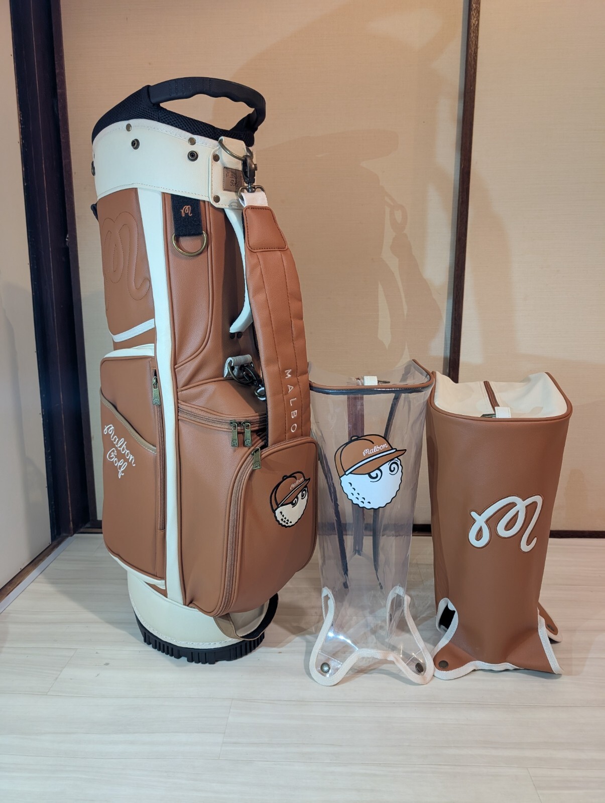 MALBON GOLF クラブケース ブラウン NEW Malbon Golf Caddie Bag Brown With 2 hood covers Japan