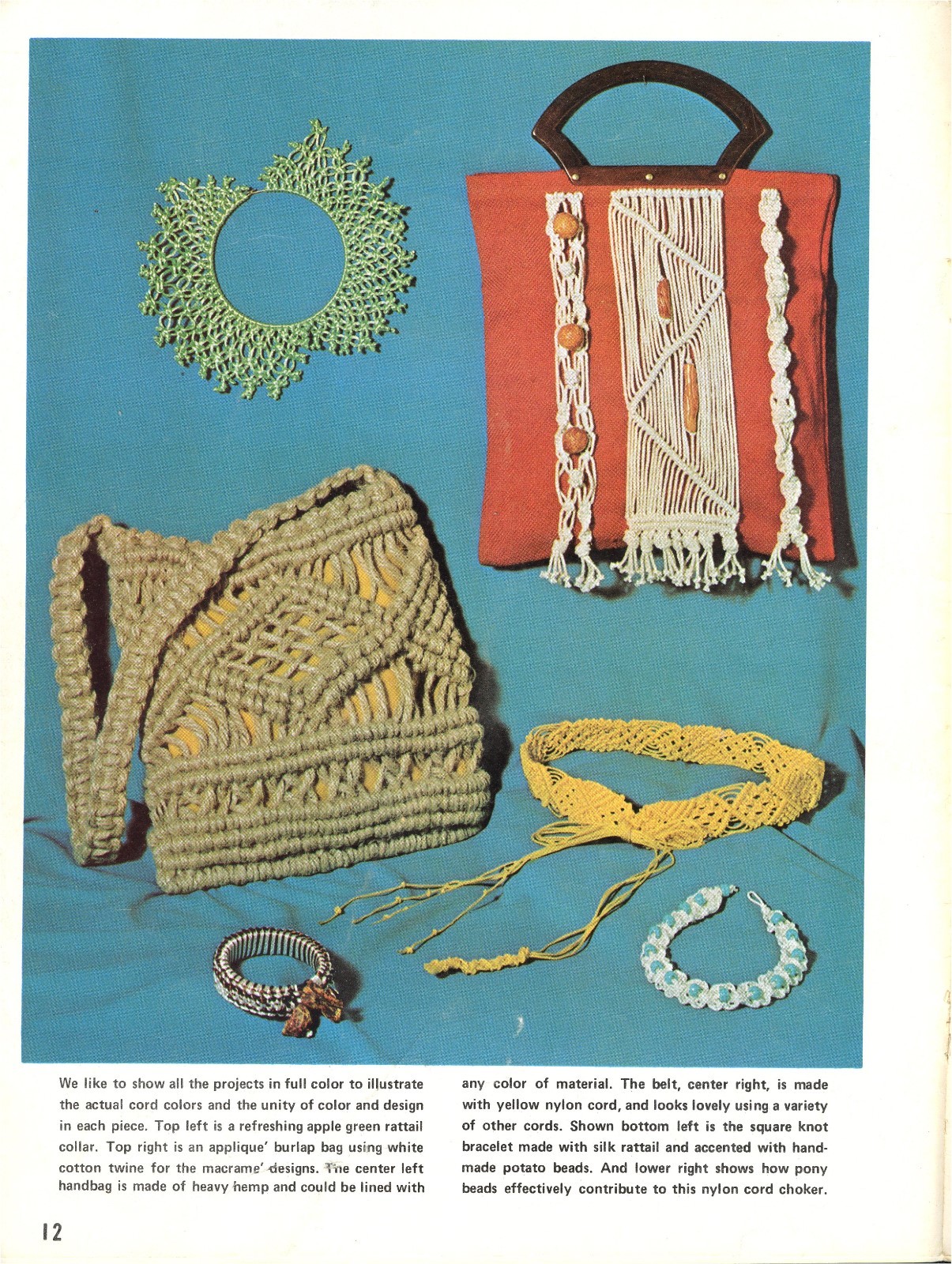 1971 MACRAME START TO FINISH Pattern Book Personal Accessories Purse Hangar