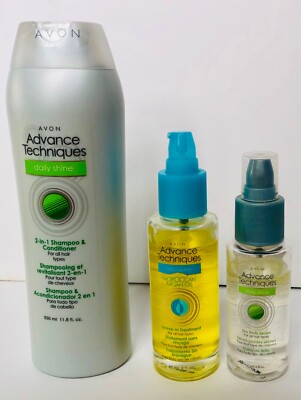 Avon Advance Techniques Daily Shine Shampoo+Dry Ends Serum+Moroccan Argan Oil