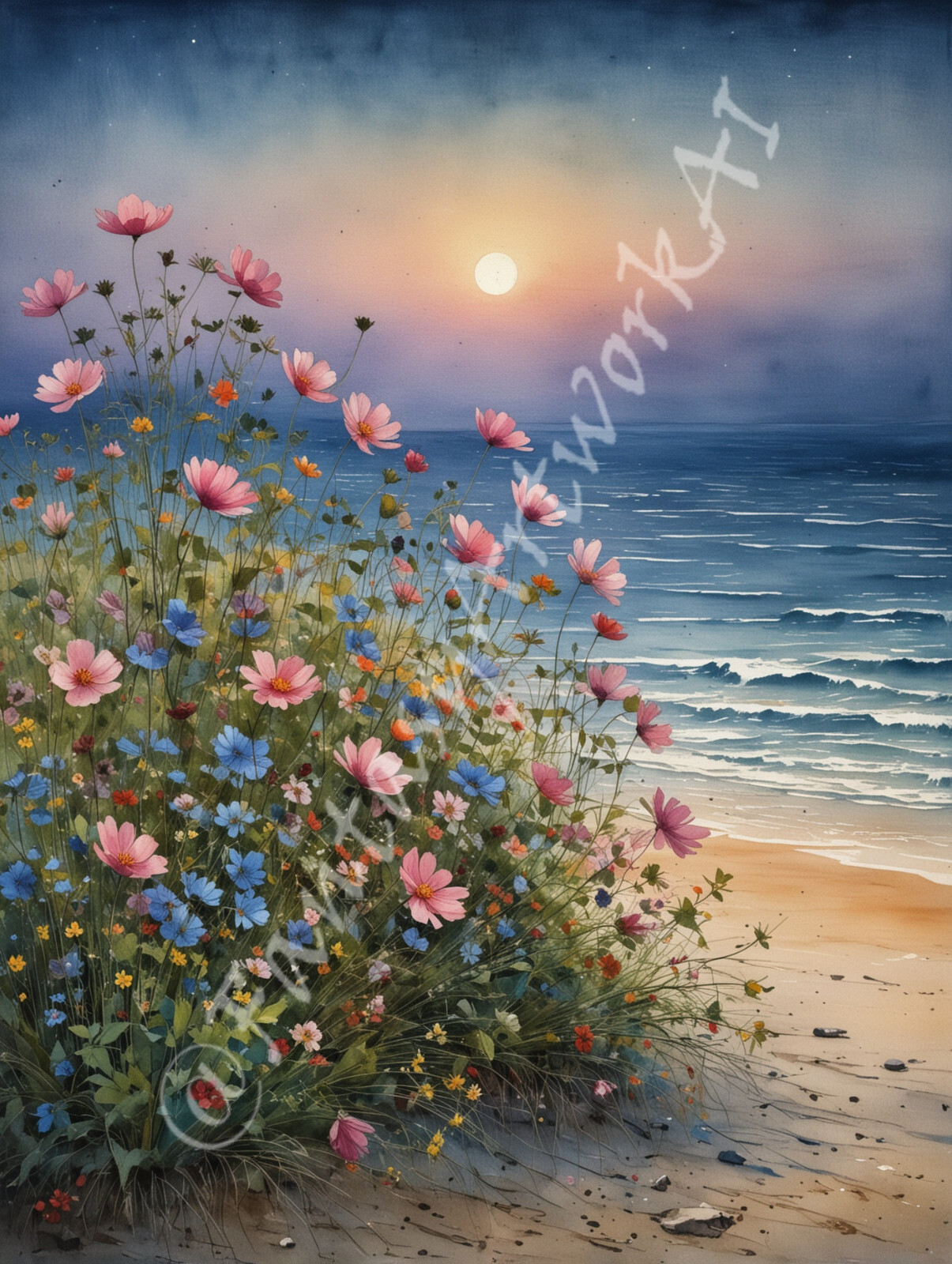 Wild Flowers - Digital Image Picture Phone Background AI Art, 3 images - #14