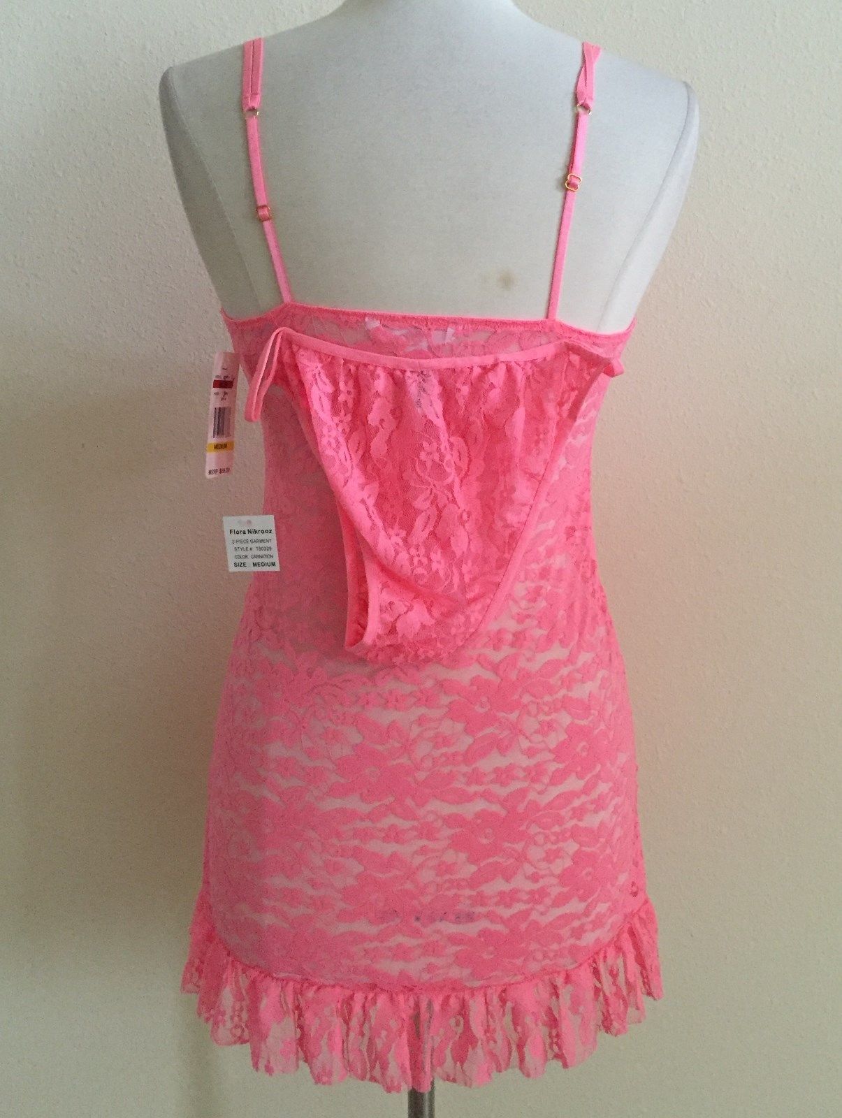 Flora by Flora Nikrooz Lia Lace Babydoll and Bikini Set T80329 Carnation S