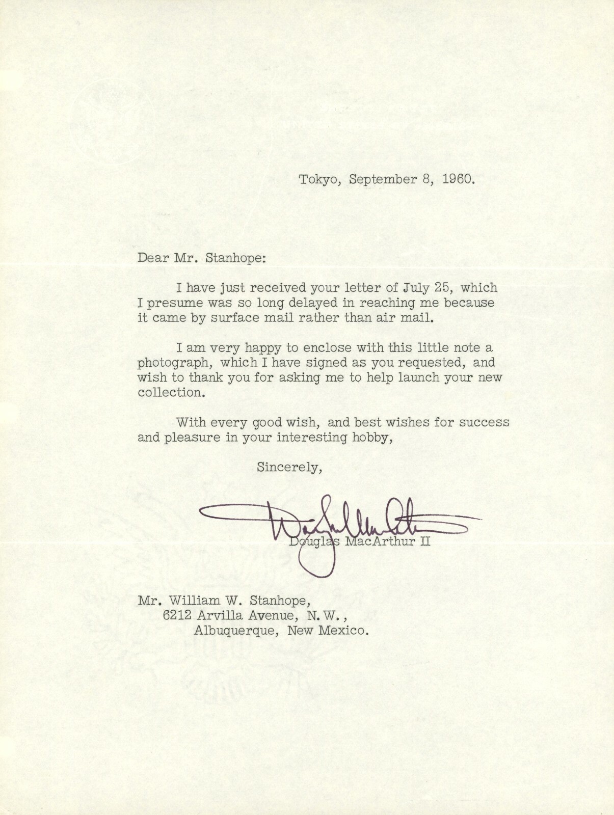 US Diplomat DOUGLAS MACARTHUR II Signed Letter | eBay