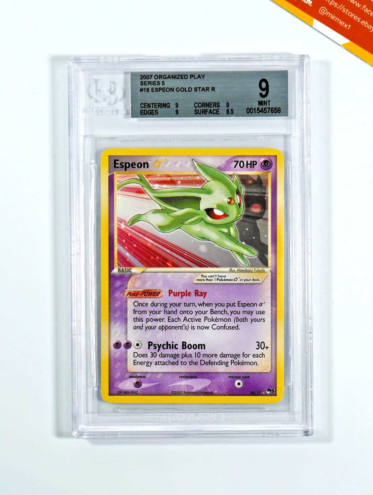 Pokemon BGS 9 Espeon Gold Star #16 POP Series 5 Organized