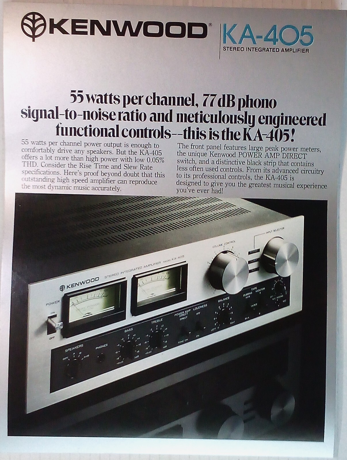 Kenwood KA-405 Stereo Amplifier - 5 Original Sales Brochures Kenwood KA-405 Stereo Amplifier - 5 Original Sales Brochures