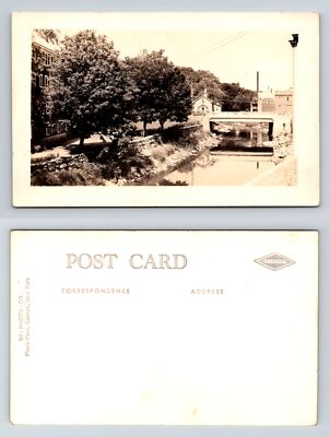 NY State Bridge Residential Scene Real Photo Postcard 1920s Dwight Church RPPC