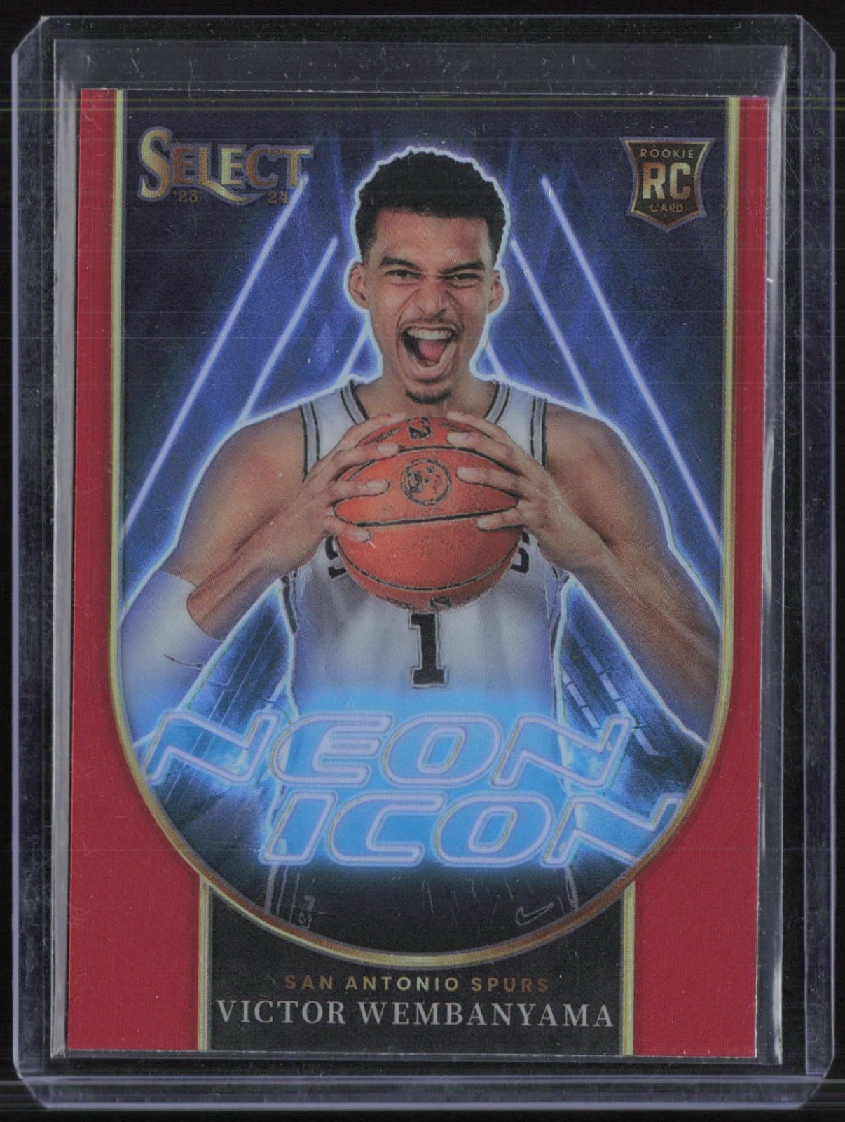 2023 Panini Select Neon Icons Red Prizm #13 Victor Wembanyama RC Rookie