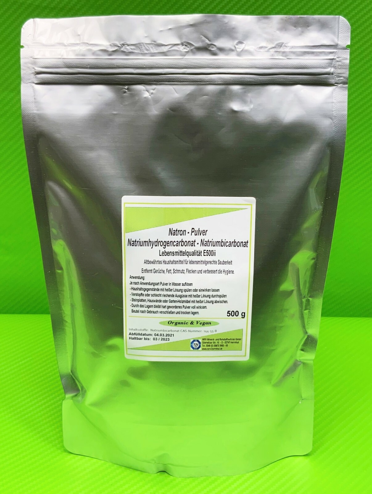 500 g Natron Backpulver Natriumbicarbonat Natriumhydrogencarbonat Lebensmittel R