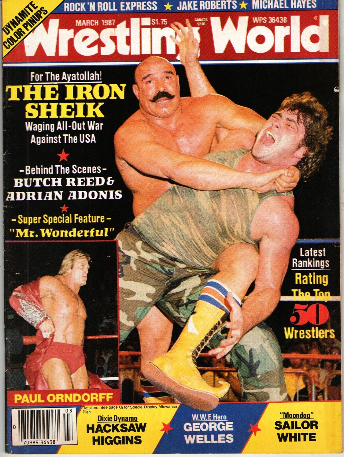 WRESTLING WORLD MARCH 1987 IRON SHEIK ROCK & ROLL EXPRESS
