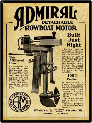 1915 Admiral Boat Motors,  Gas Engines New Metal Sign: Milwaukee, Wisconsin