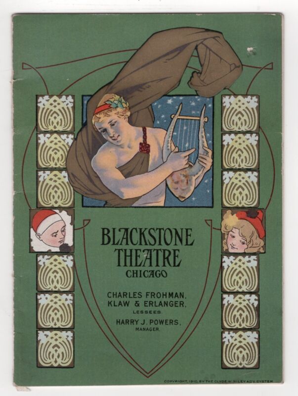 Original 1911 BLACKSTONE THEATRE Chicago Charles Frohman Broadway Program