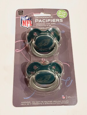 Philadelphia Eagles Green Glow in The Dark Pacifier (2 pack) NFL BPA Safe