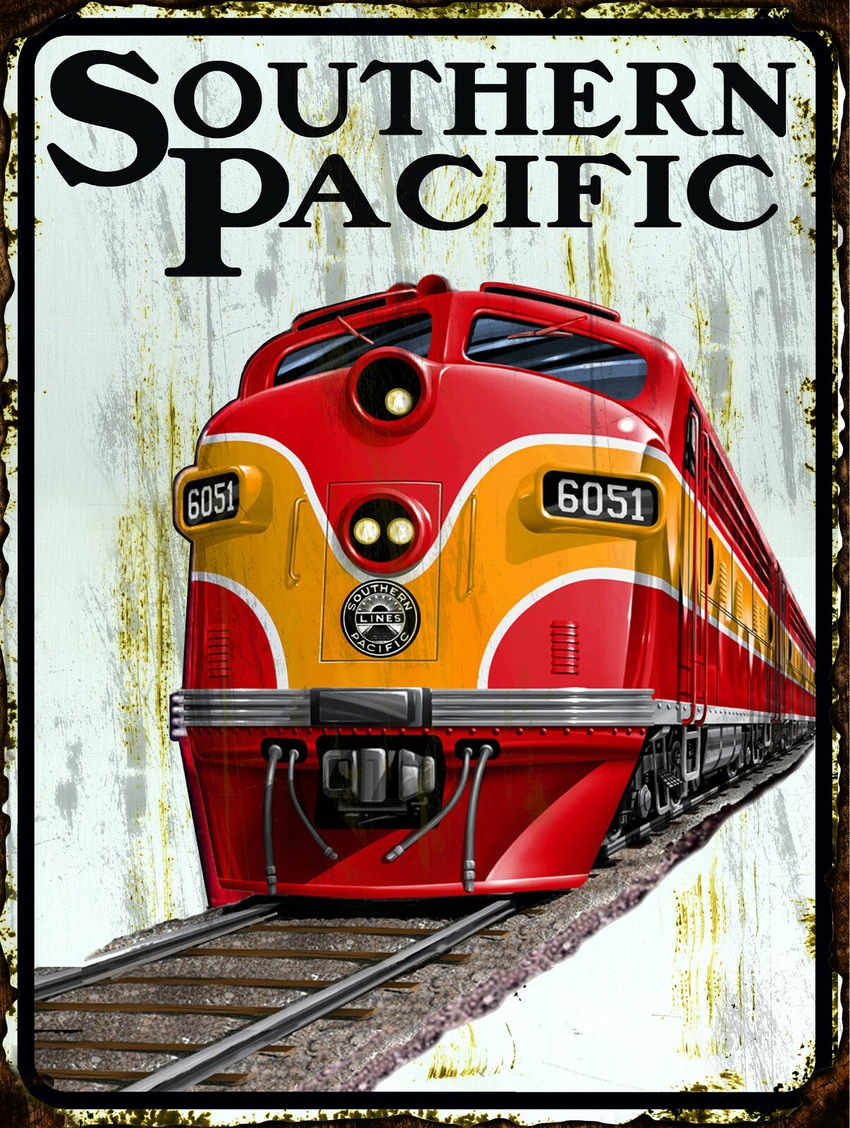 Southern Pacific Railroad Metal Sign Vintage Train Sign FREE