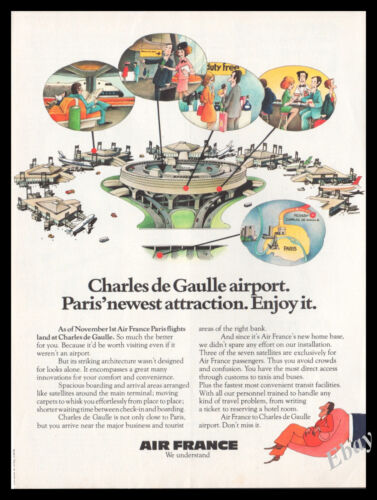 1975 Air France Charles de Gaulle airport Original Advert print ad (2)- Z1