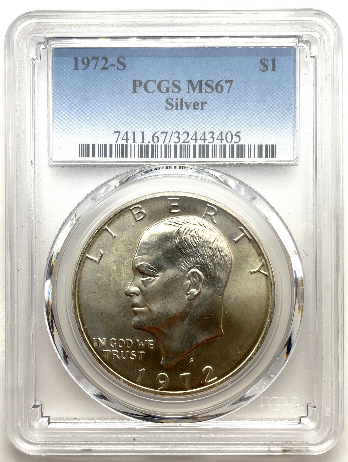 Ike $1 PCGS MS67 Silver 1972-S Very Possible DDO Eisenhower