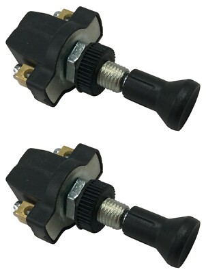 2 Pcs Universal Black Euro Style Push Pull Switch 2 Terminal 12V 16A - USA