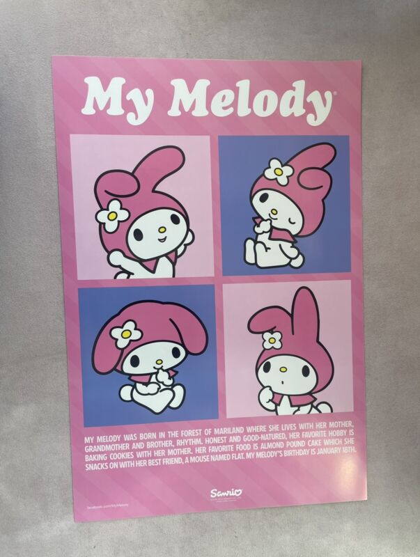 Vintage Sanrio 2013 My Melody 12”X 18 1/2” Poster.