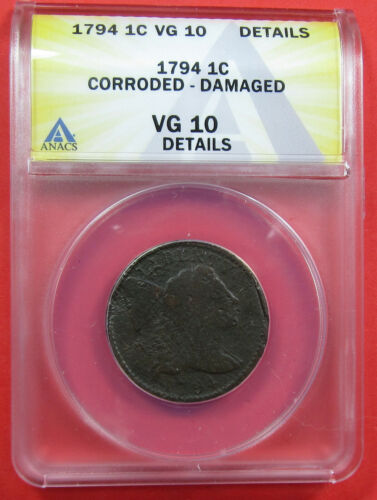 1794 1c ANACS VG10 (Details). Very desirable better date. (522060)