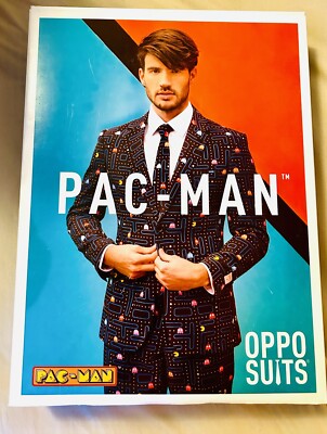 Opposuits Pacman Mens Black Multi Color Suit Size 36 (3 piece) New