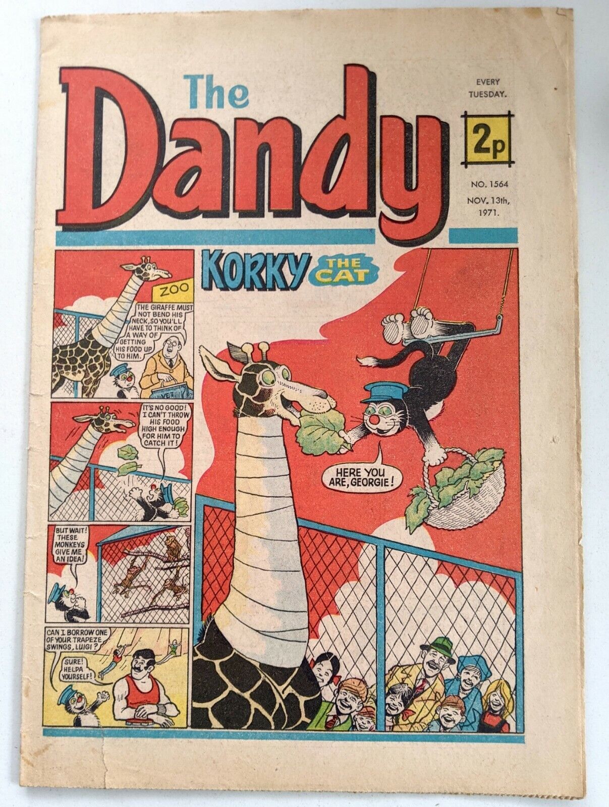 DANDY Comic Issue No 1564 Nov 13th 1971 Korky At the Zoo VG DANDY Comic Issue No 1564 Nov 13th 1971 Korky At the Zoo VG