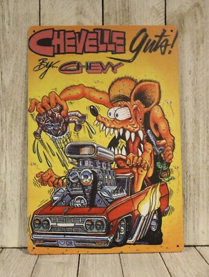 Rat Fink Tin Metal Sign Poster Vintage Look Hot Rod Racing Man Cave Garage 