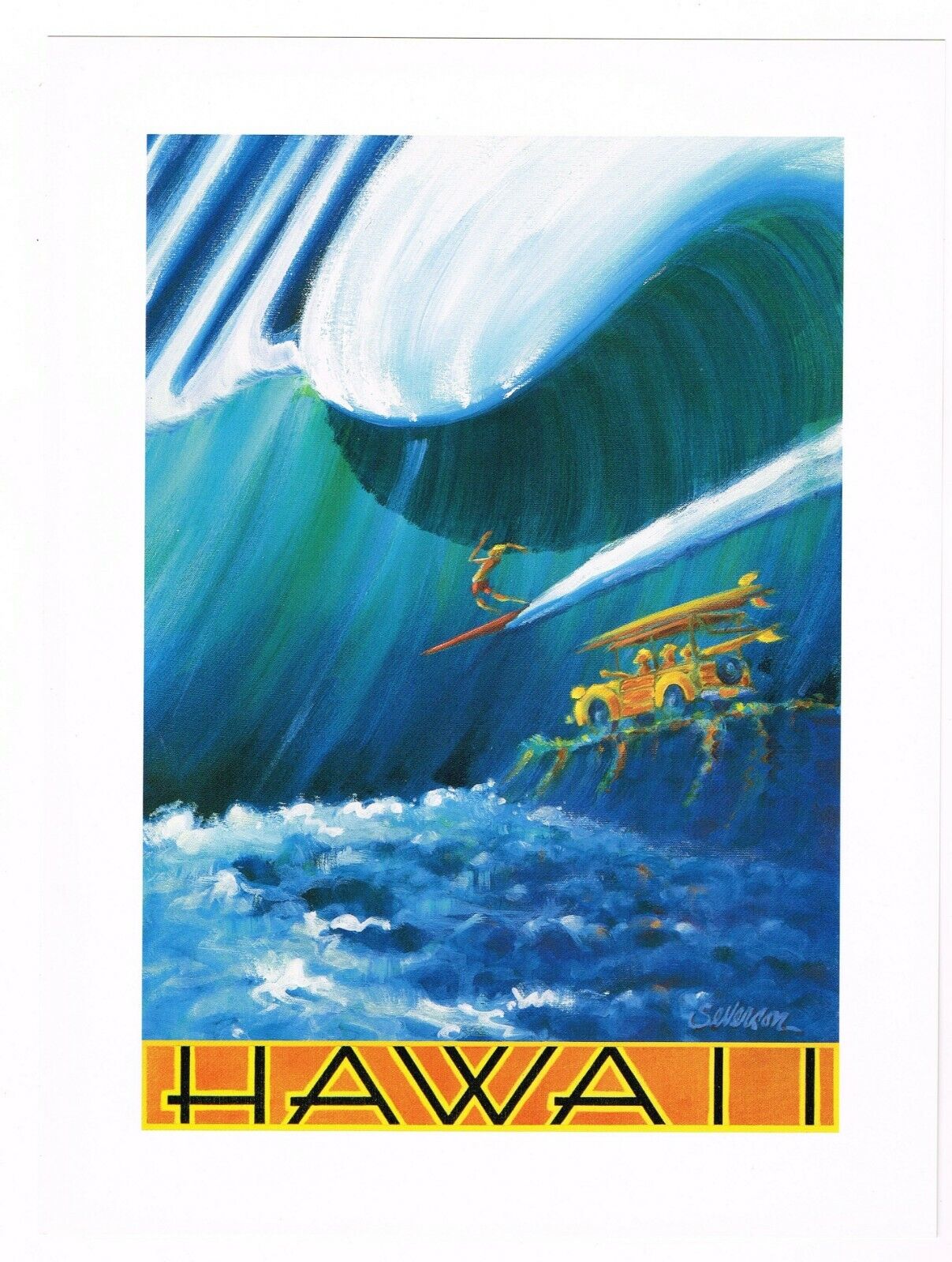 ORIGINAL JOHN SEVERSON SURF POSTER SURFING SURFER ART 1990S ORIGINAL JOHN SEVERSON SURF POSTER SURFING SURFER ART 1990S
