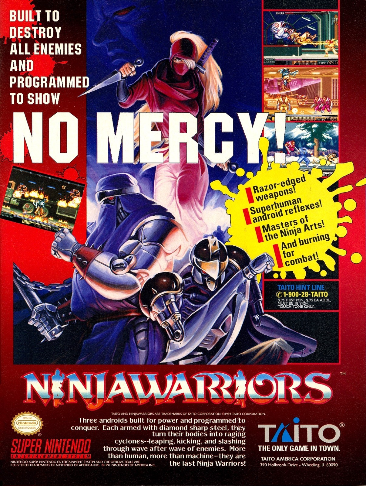 Ninja Warriors Super Nintendo SNES Taito Game Ad Wall Art
