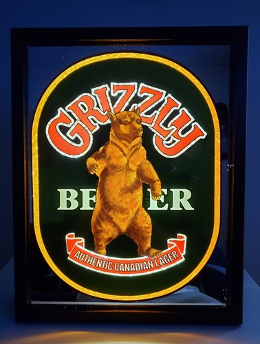 GRIZZLY BEER パブミラー Vintage Grizzly Beer Sign Light Mirror Authentic Canadian